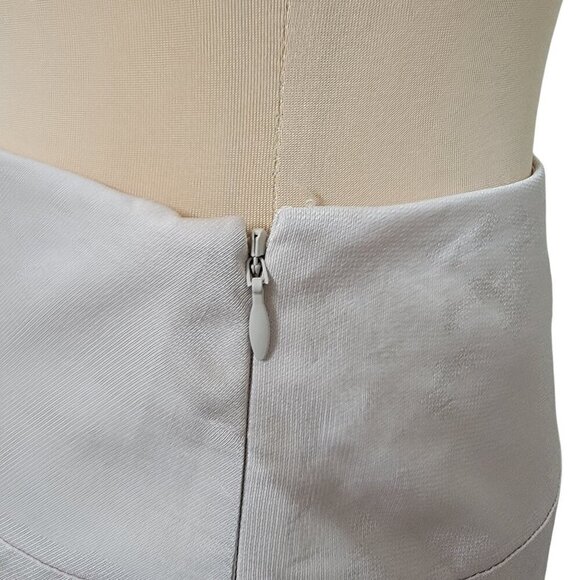 Express Size 4 Bone Colored High Waisted Satin Front Slit Midi Slip Skirt - Picture 7 of 16